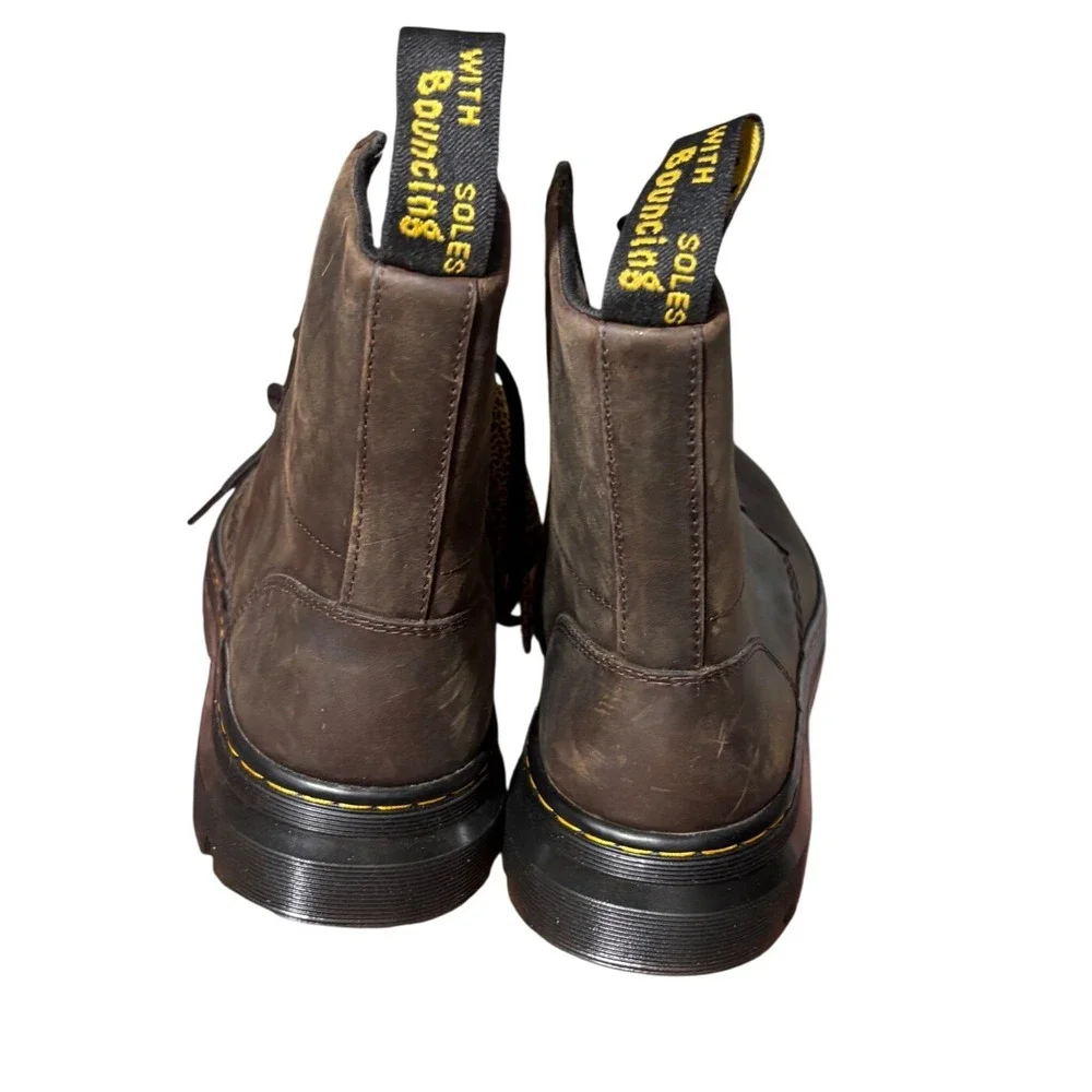 Dr. Martin Tarik Crazy Horse Utility Boots‎ Brown Leather NWOT W 8 M 7  NEW